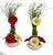 Silk Plants Direct Gerber Daisy and Grass Artificial Arrangement in White Vase - Orange Yellow - Pack of 2