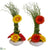 Silk Plants Direct Gerber Daisy and Grass Artificial Arrangement in White Vase - Orange Yellow - Pack of 2