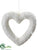 Glitter Open Heart Ornament - White - Pack of 6