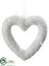 Silk Plants Direct Glitter Open Heart Ornament - White - Pack of 6