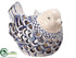 Silk Plants Direct Ceramic Bird Candleholder - Cream Blue - Pack of 4