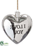 Silk Plants Direct I Love You Glass Heart Ornament - Silver Antique - Pack of 6