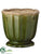 Rimmed Ceramic Pot - Green - Pack of 4