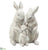 Bunny Family - White Antique - Pack of 2