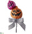 Glittered Jack-O-Lantern Pick - Orange Fuchsia - Pack of 6