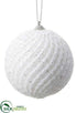 Silk Plants Direct Glittered Ball Ornament - White - Pack of 12