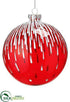 Silk Plants Direct Glass Ball Ornament - Red White - Pack of 6