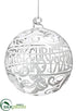 Silk Plants Direct Merry Christmas Glass Ball Ornament - Clear White - Pack of 6