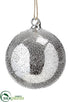 Silk Plants Direct Glass Ball Ornament - Silver - Pack of 4