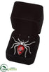 Silk Plants Direct Rhinestone Spider Ring - Red Silver - Pack of 6