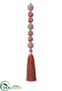 Silk Plants Direct Rhinestone Ball Drop Ornament With Tassel - Red Silver - Pack of 12