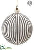 Silk Plants Direct Stripe Ball Ornament - White Brown - Pack of 12