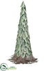 Silk Plants Direct Battery Operated Feather Cone Topiary - Green Brown - Pack of 2