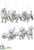 Dog Ornament Ceram - Cream - Pack of 4