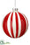 Stripe Glass Ball Ornament - Red Cream - Pack of 6