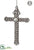 Rhinestone Cross Ornament - Silver Antique - Pack of 6