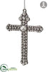 Silk Plants Direct Rhinestone Cross Ornament - Silver Antique - Pack of 6