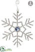 Silk Plants Direct Rhinestone Snowflake Ornament - Blue Clear - Pack of 6