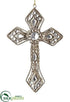 Silk Plants Direct Rhinestone Cross Ornament - Gold Clear - Pack of 12