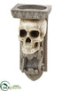 Silk Plants Direct Skull Candleholder - Beige Gray - Pack of 2