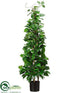 Silk Plants Direct Pothos Topiary - Green Cream - Pack of 2