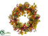 Silk Plants Direct Berry Leaf Wreath - Burgundy Green - Pack of 2