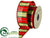 Dupion Stripe Ribbon - Red Green - Pack of 6