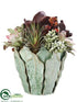 Silk Plants Direct Succulent - Green Burgundy - Pack of 1