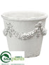 Silk Plants Direct Cement Pot - White Antique - Pack of 1