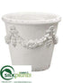 Silk Plants Direct Cement Pot - White Antique - Pack of 1