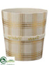 Silk Plants Direct Plaid Container - Gold Beige - Pack of 3