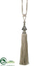 Silk Plants Direct Metal Filigree Top Tassel Tie Back - Silver Gray - Pack of 2