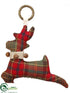 Silk Plants Direct Plaid Reindeer Doorknob Hanger - Red Green - Pack of 6