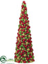 Silk Plants Direct Ball Topiary - Red Green - Pack of 1