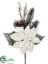 Silk Plants Direct Poinsettia, Berry Spray - White - Pack of 12