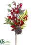 Silk Plants Direct Berry, Rosehip, Cone, Pine Spray - Red Green - Pack of 12