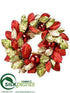 Silk Plants Direct Ball, Magnolia Leaf Wreath - Red Green - Pack of 2