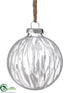 Silk Plants Direct Glass Ball Ornament - White Clear - Pack of 6