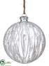 Silk Plants Direct Glass Ball Ornament - White Clear - Pack of 4