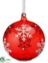 Silk Plants Direct Glass Ball Ornament - Red White - Pack of 4