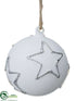 Silk Plants Direct Glass Ball Ornament - White Silver - Pack of 6