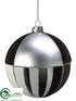 Silk Plants Direct Ball Ornament - Black Silver - Pack of 4