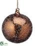 Silk Plants Direct Glass Ball Ornament - Brown Ice - Pack of 4