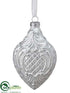 Silk Plants Direct Glass Ornament - White Silver - Pack of 6