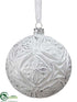 Silk Plants Direct Glass Ball Ornament - White Silver - Pack of 6