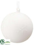 Silk Plants Direct Snowflake Glass Ball Ornament - White - Pack of 6