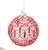 Glittered Glass Ball Ornament - Red Frosted - Pack of 12