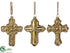 Silk Plants Direct Glass Cross Ornament - Gold Pearl - Pack of 2