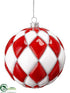 Silk Plants Direct Glass Ball Ornament - Red White - Pack of 6