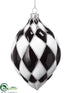 Silk Plants Direct Glass Finial Ornament - Black White - Pack of 6